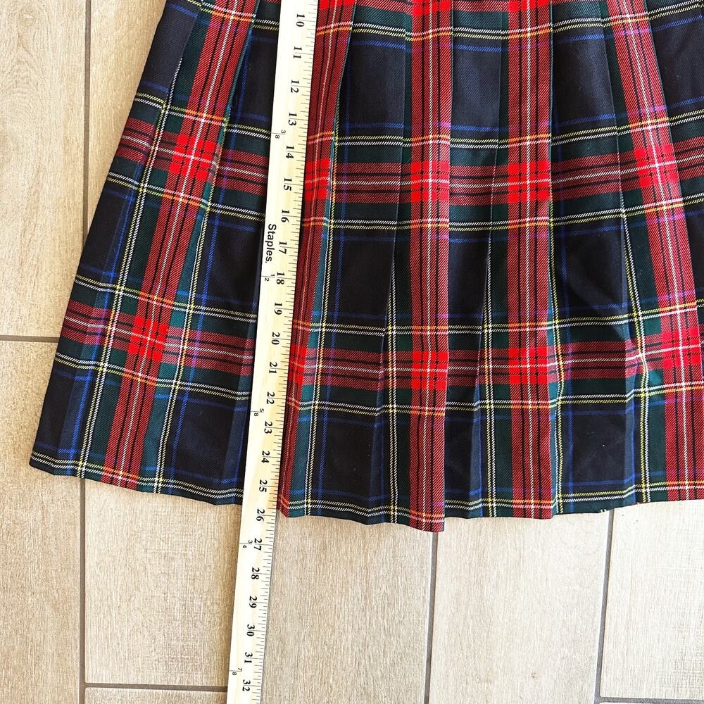 VTG Land's End 100% Wool Tartan Plaid Skirt 8 Made In England Preppy Academia - Picture 8 of 9